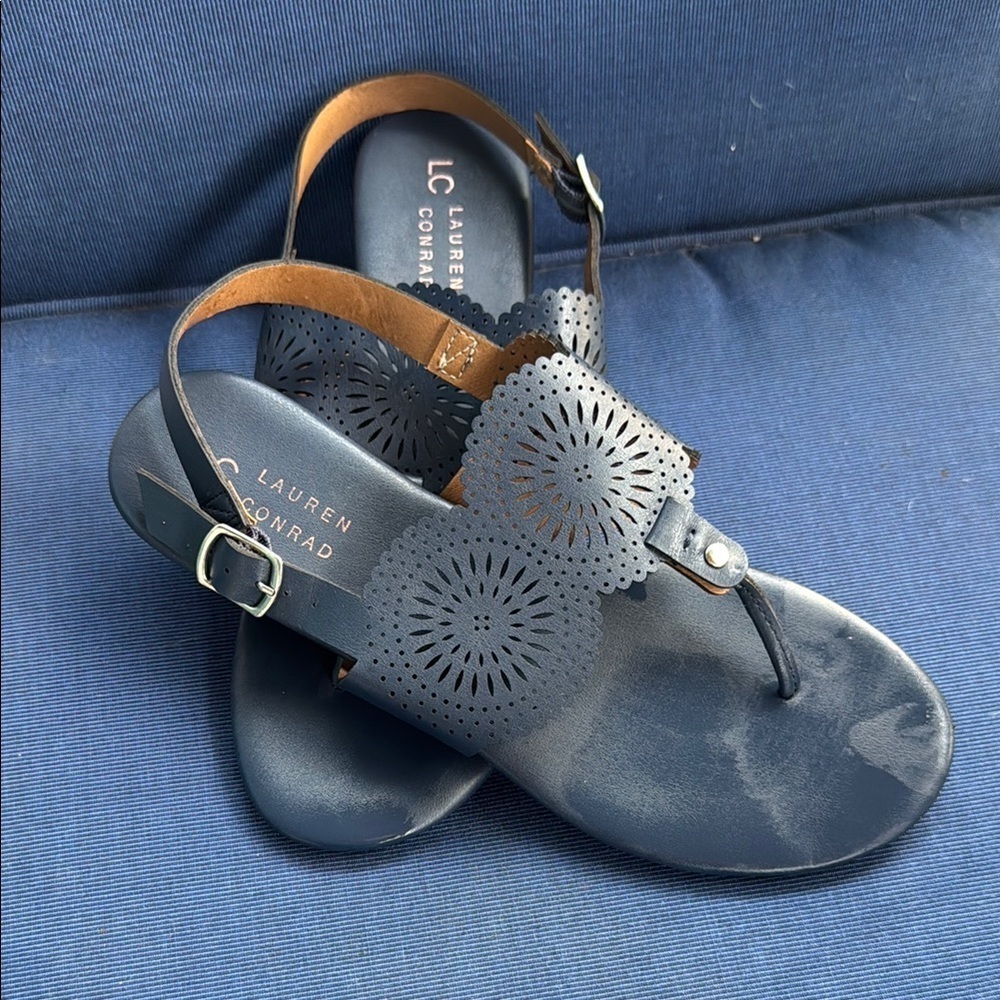 LC Lauren Conrad Blue Sandals with Medallion Design